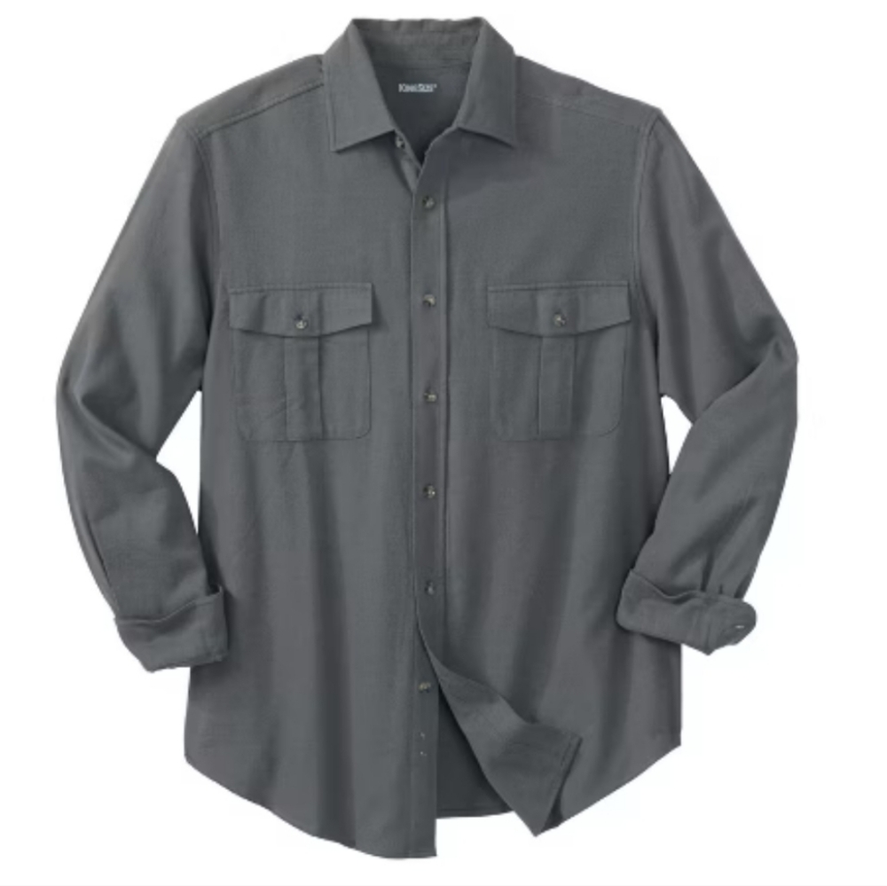 King Size Gray Button-Up Shirt. 100% Cotton.  Sz 2xl.  New